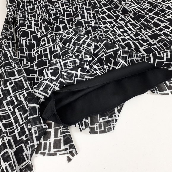 Tribal Black Geo Pattern Handkerchief-trim Midi Skirt - Picture 6 of 13